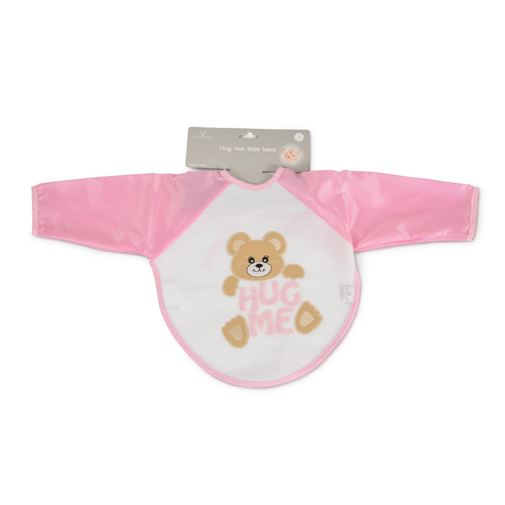 Moni Bear előke hosszú ujjal, macis mintával, pvc/textil pink-0