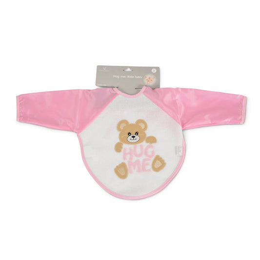 Moni Bear előke hosszú ujjal, macis mintával, pvc/textil pink-0